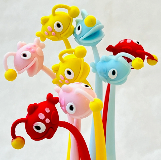 Colorful Anglerfish Wiggle Gel Pens with playful designs, perfect for smooth writing in assorted vibrant colors.