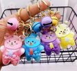 Bear Floaty Charm Keychain with colorful bear design and bell, perfect for bags, keys, or backpacks.