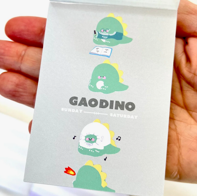 Mini Notepad | Dinosaur Gaodino featuring colorful cute dinosaurs on a small 3¼”x2½” notepad page.