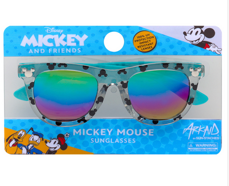 Arkaid Mickey Mouse Sunglasses with colorful reflective lenses and iconic Mickey silhouette frame design