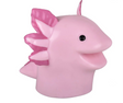 Pink stretchy Axolotl Hand Puppet with detailed gills and black eyes, perfect for imaginative play.