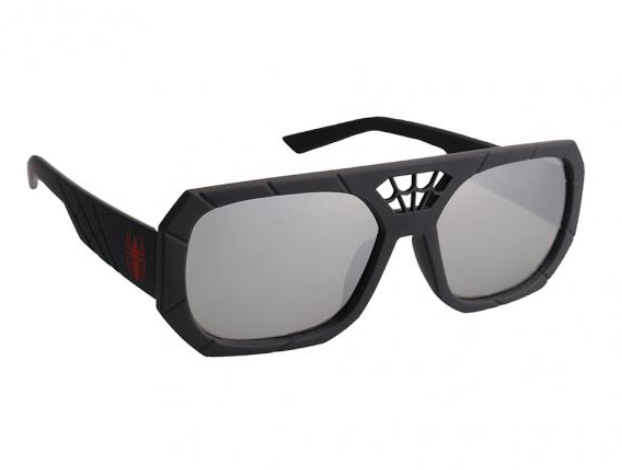 Arkaid Spiderman Sunglasses with black frame, web design detail, and 100% UVA/UVB protection for superhero style.