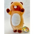 Long Raccoon plush toy in orange with white belly, soft and squeezable, about 8 inches tall, perfect cuddly friend.