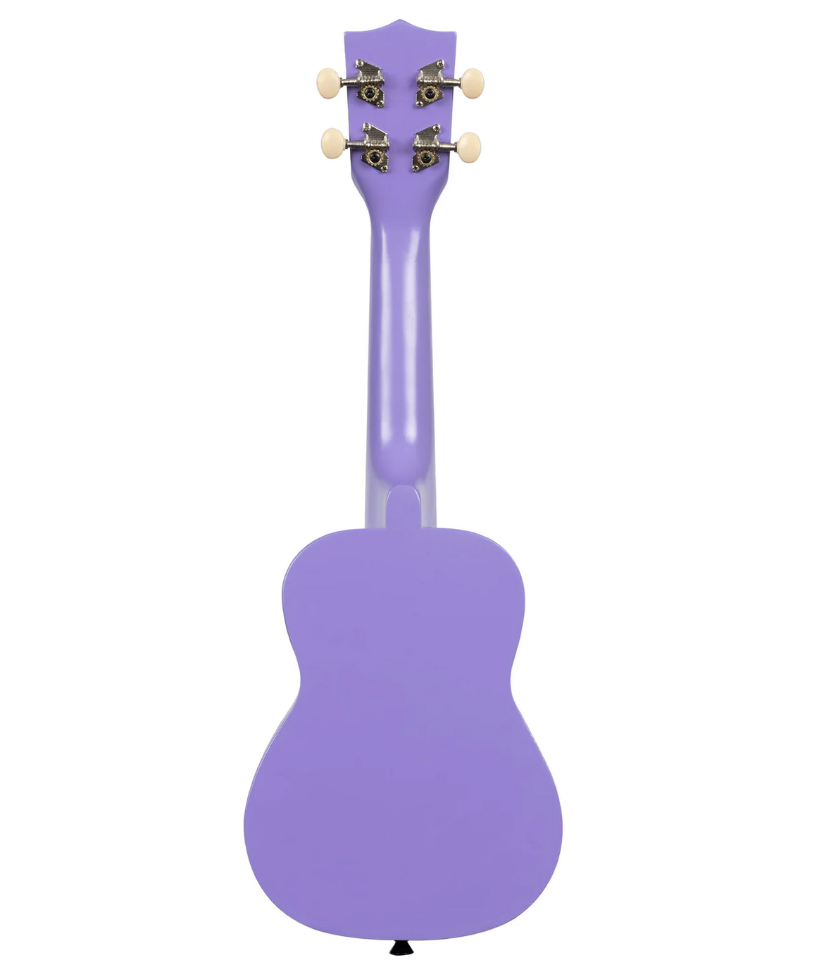 Ukadelic Ukuklele Ultraviolet showing the back with a smooth matte purple finish and vintage tuning pegs.
