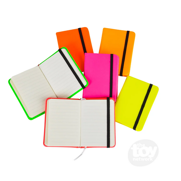 Neon Pocket Notebook assortment in vibrant colors with elastic bands, perfect for notes on the go, 3x4 inches, random color sold.