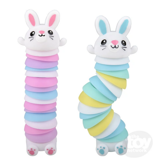 Sensory Wiggle Easter Bunny in pastel colors, a fun and soothing fidget toy for stress relief and sensory play.