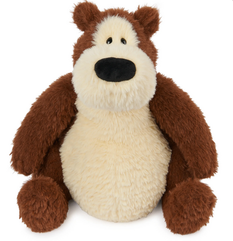 Teddy Bear Goober with soft two-tone plush, squishy belly, and hug-ready expression sitting upright.