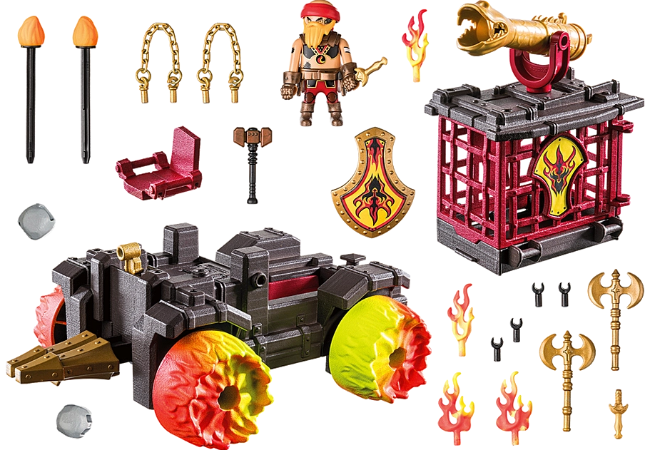 Novelmore | Battering Ram toy with cannon, ejector seat, fire chariot, and weapon accessories for ages 4 and up.