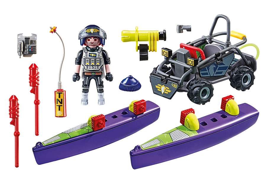 City Action | Tactical Unit Multi-Terrain Quad toy with transformable quad, figure, and accessories for kids ages 5 and up.