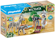 Playmobil Wiltopia Animal Photographer set with Sofia in zebra costume, zebra and foal, camera, and watering hole playset.