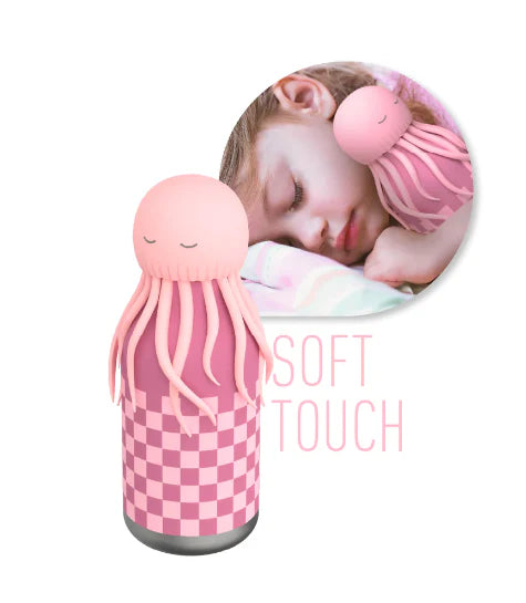 Asobu Water Bottle | Jellyfish with soft pink octopus lid, perfect for kids and spill-proof adventures.