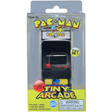 Tiny Arcade Pacman handheld miniature arcade game with joystick, button controls, and keychain in clear packaging.