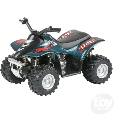 Smart ATV die-cast model with pull-back feature, rugged tires, and sporty design in assorted colors.