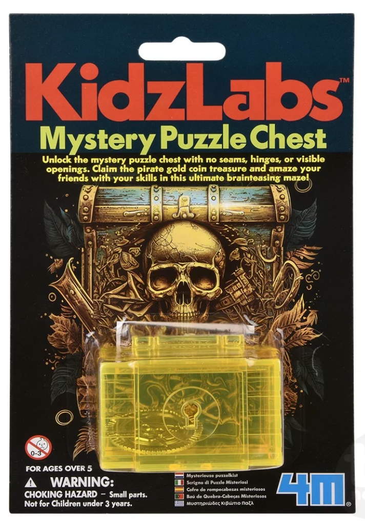 KidzLabs Mystery Puzzle Chest brainteaser toy with hidden compartments, designed for kids ages 5 and up.