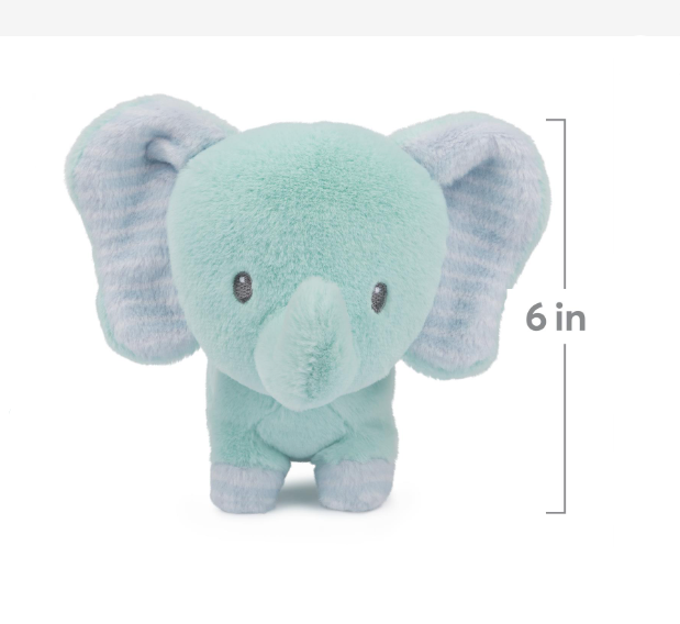 Safari Friend Elephant plush with soft fabric, embroidered face, and playful design perfect for nurseries.