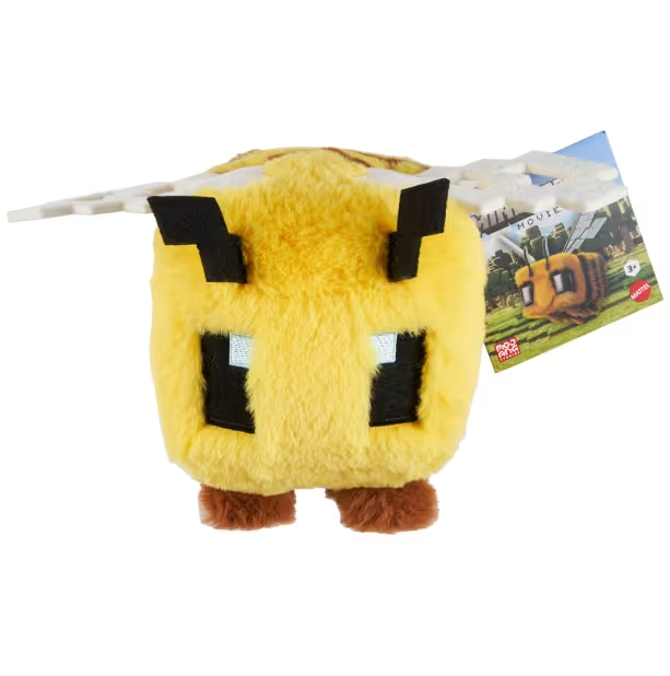 Minecraft Character plush toy featuring an embroidered yellow bee from the popular video game series.