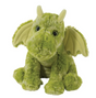 Soft green plush dragon with glittery eyes, small wings, and horns, cuddly and slouchy Dragon Lucian stuffed animal.
