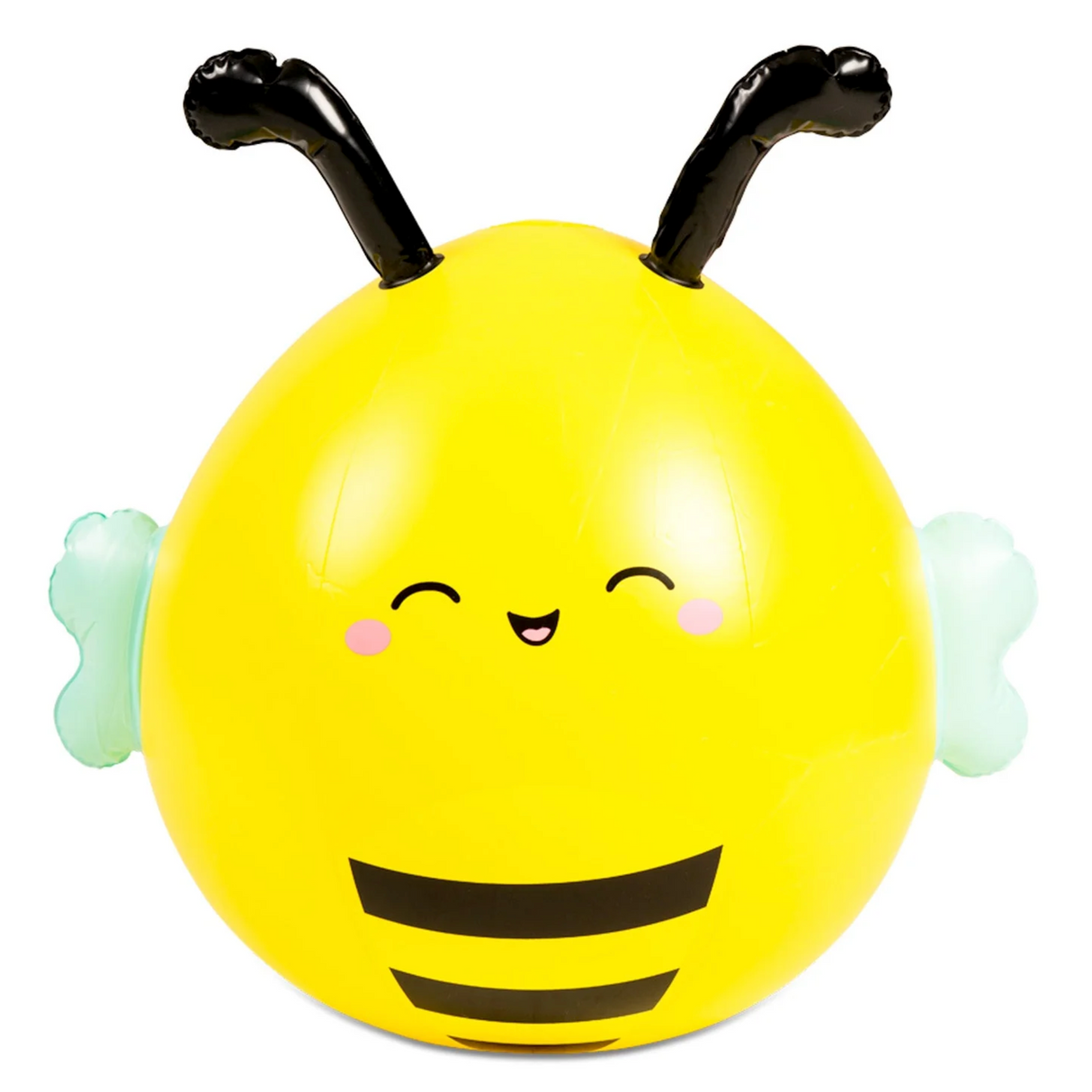 Beach Ball | Squishmallow Sunny the Bee inflatable pool and beach toy with smiling bee face and antennae.