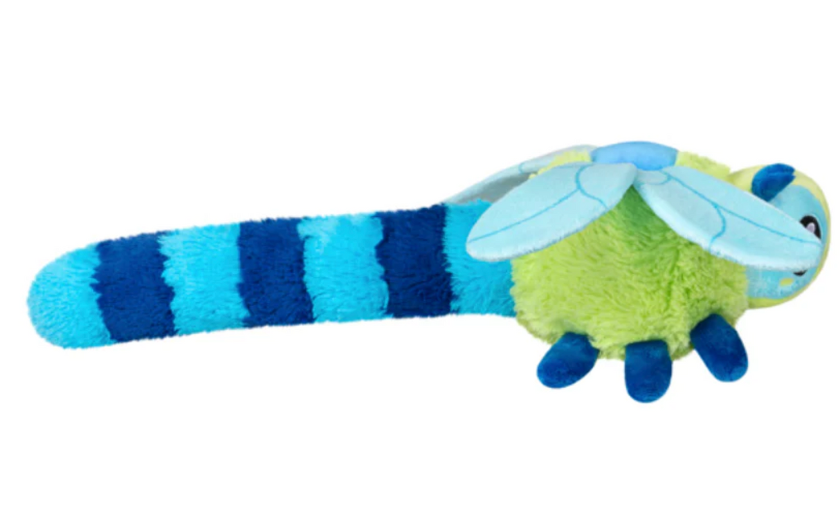 Soft plush toy Dragonfly with bright blue striped tail and green body, perfect for ages 0 and up.
