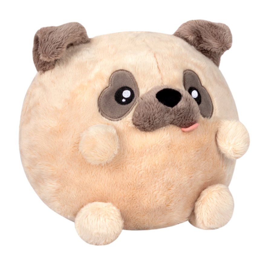Undercover Pug in Queen plush toy with soft beige polyester fiber and cute pug face, perfect for all ages.