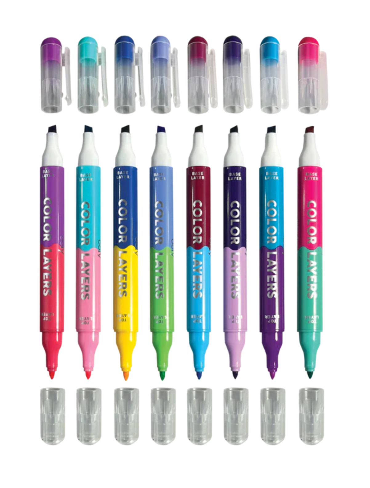 Color Layers Layering Markers set of 8 double-sided markers with chisel and point tips for layering art.