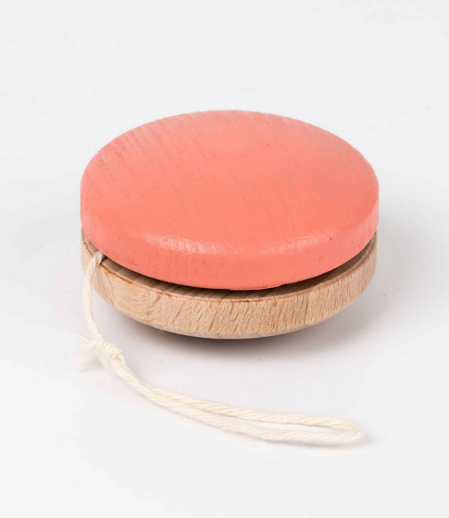 Yoyo - Coral wooden toy with eco-friendly paint, designed for improving manual dexterity and classic yoyo play.
