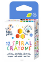 Haku Yoka 12 Spiral Crayons pack with 12 kid-friendly, easy grip, colorful crayons made with 10% beeswax for ages 3 and up.