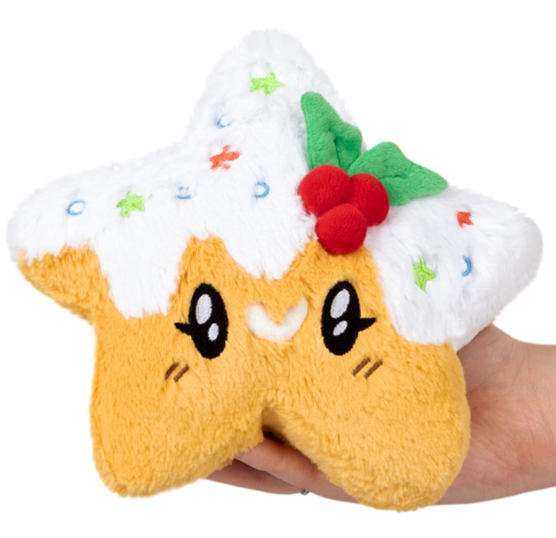 Christmas Star Cookie Snackers plush toy shaped like a star with festive icing and holly decoration.