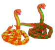Two colorful interlocking snakes made of snap-together pieces shown in the Klixx Creaturez Snake product.