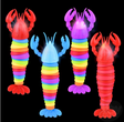 Sensory Wiggle Lobster light-up fidget toy in assorted colors with wiggle body and claw details for ages 3 and up.