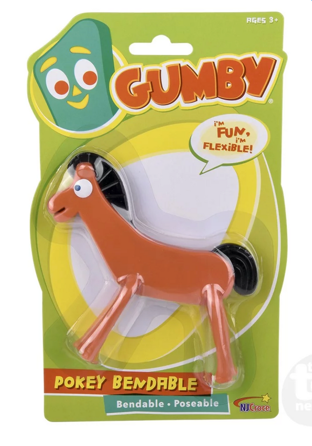 Pokey 5" Bendable figure inspired by Gumby, fun and flexible toy for kids ages 3 and up in colorful packaging.
