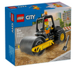LEGO City Construction Steamroller toy with chunky tires and driver minifigure, perfect for kids aged 5 and up.