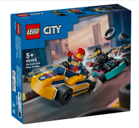 LEGO City Go-Karts and Race Drivers set with two colorful go-karts and minifigure racers in action.