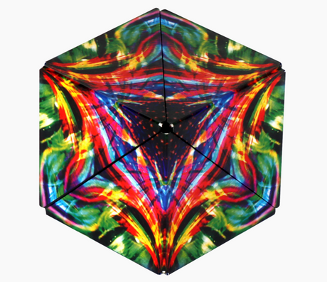 Shashibo | Cosmic Surfer magnetic puzzle cube showing colorful symmetrical geometric design in vibrant hues