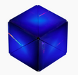Shashibo | Holographic Vapor magnetic puzzle cube in deep blue with holographic light reflections and geometric design.