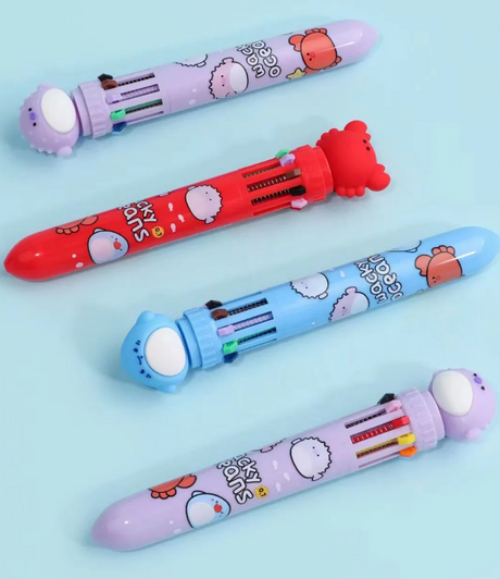 10-Color Pen | Ocean Animal featuring retractable colorful pens with cute ocean animal designs for fun writing.