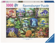1000pc Beautiful Mushrooms Puzzle featuring colorful, detailed fungi illustrations in a vibrant nature collage by Ravensburger.