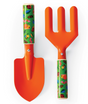 Garden Tools | Garden Friends kid-size shovel and rake with colorful handles for little gardeners learning gardening joy.