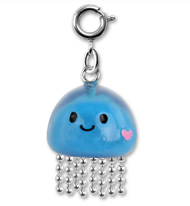 Lil Jelly Charm with smiling blue jellyfish design and silver tentacles for CHARM IT! bracelet or necklace accessory.