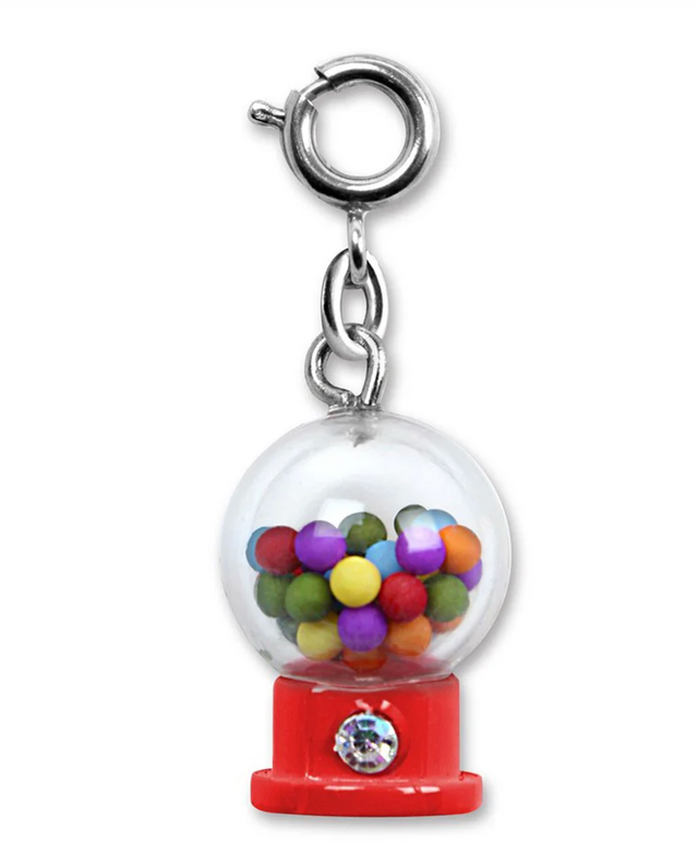 Retro Gumball Machine Charm with colorful enamel gumballs and a silver clasp for bracelets or necklaces.