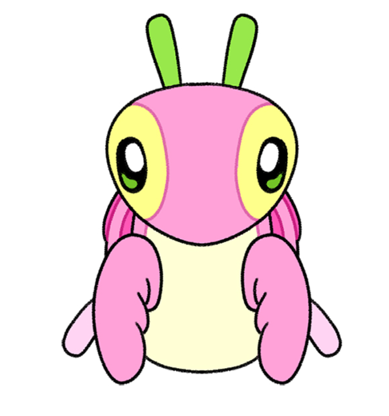 Orchid Mantis Mini plush toy in pink and yellow, featuring green antennae and large expressive eyes.