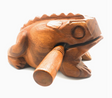 Wooden Croaking Frog | 8in Light Brown percussion toy with striker, producing deep ribbit sound, handcrafted from wood.