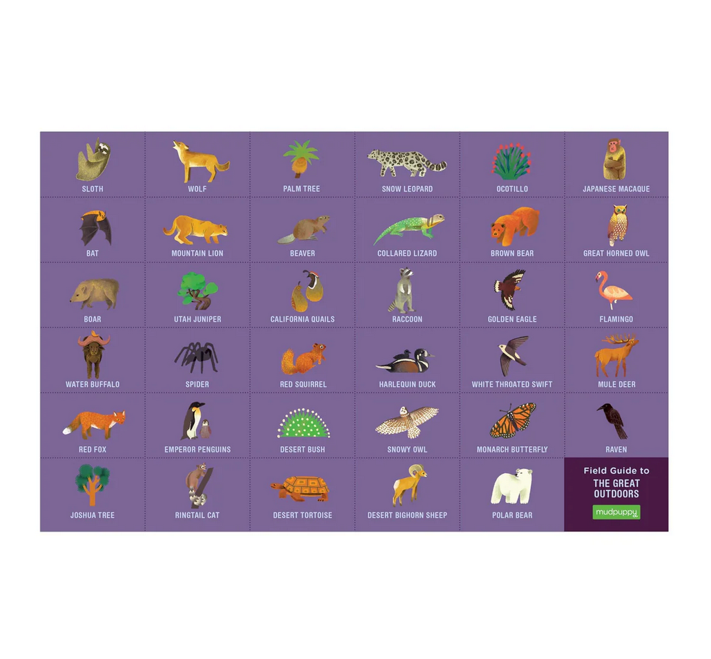 64pc Great Outdoors Search & Find Puzzle field guide featuring animals and plants to discover in the puzzle border artwork.