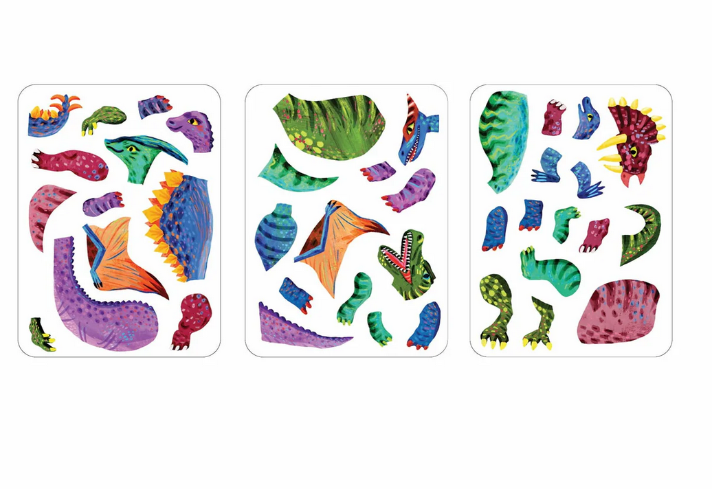 Magnetic Build It | Dino Mix Up showing colorful dinosaur magnets on three sheets for creative play.
