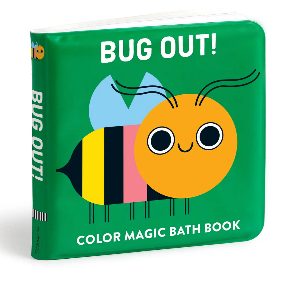 Bath Book Color Magic | Bug Out! with colorful bug illustration on green cover for engaging water play.