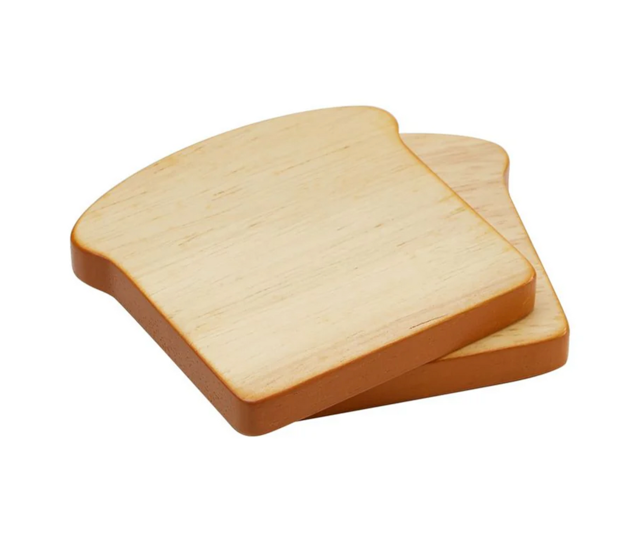 Breakfast Menu wooden toy with two slices of bread, part of a sustainable playset for children ages 2 and up.