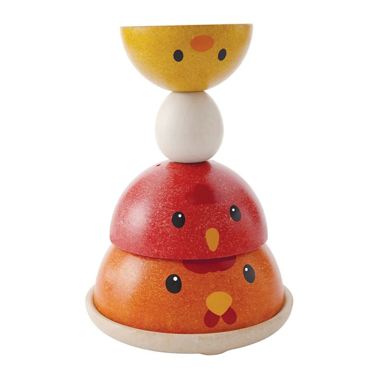 Chicken Nesting toy with 4 stacking pieces and base, designed to develop fine motor skills and logical thinking.