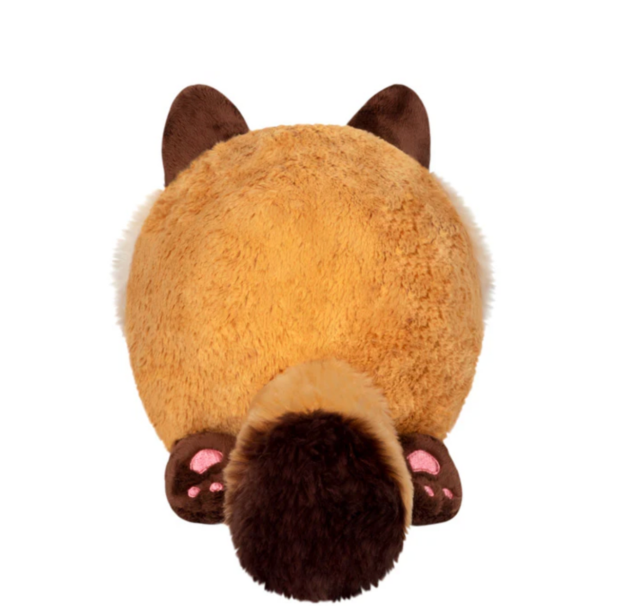 Tanuki Mini plush toy shown from behind with brown ears, tail, and paws on a white background.