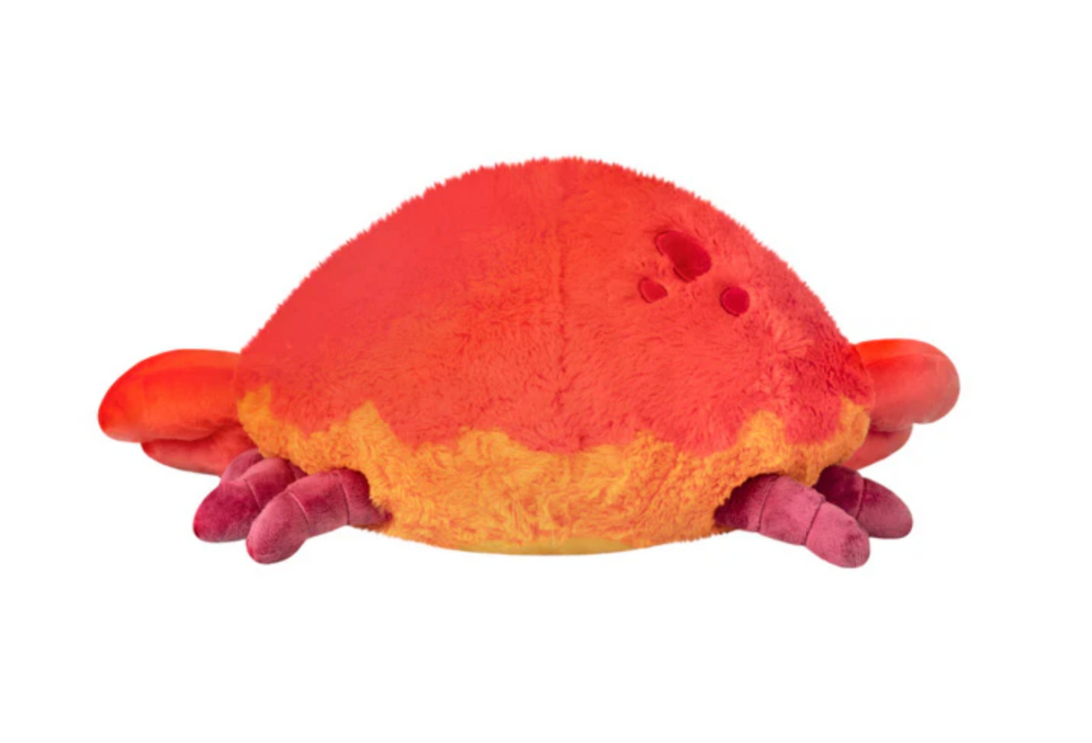 Plush Crab with magnetic claws, soft polyester fiber, bright red and orange, perfect for all ages.