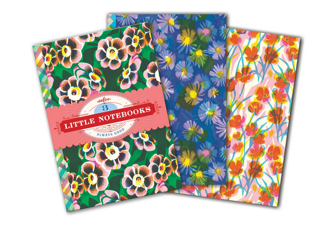 Three floral belly-banded Little Notebooks | Asta's with colorful gilded edges and English artist Asta Barrington designs.